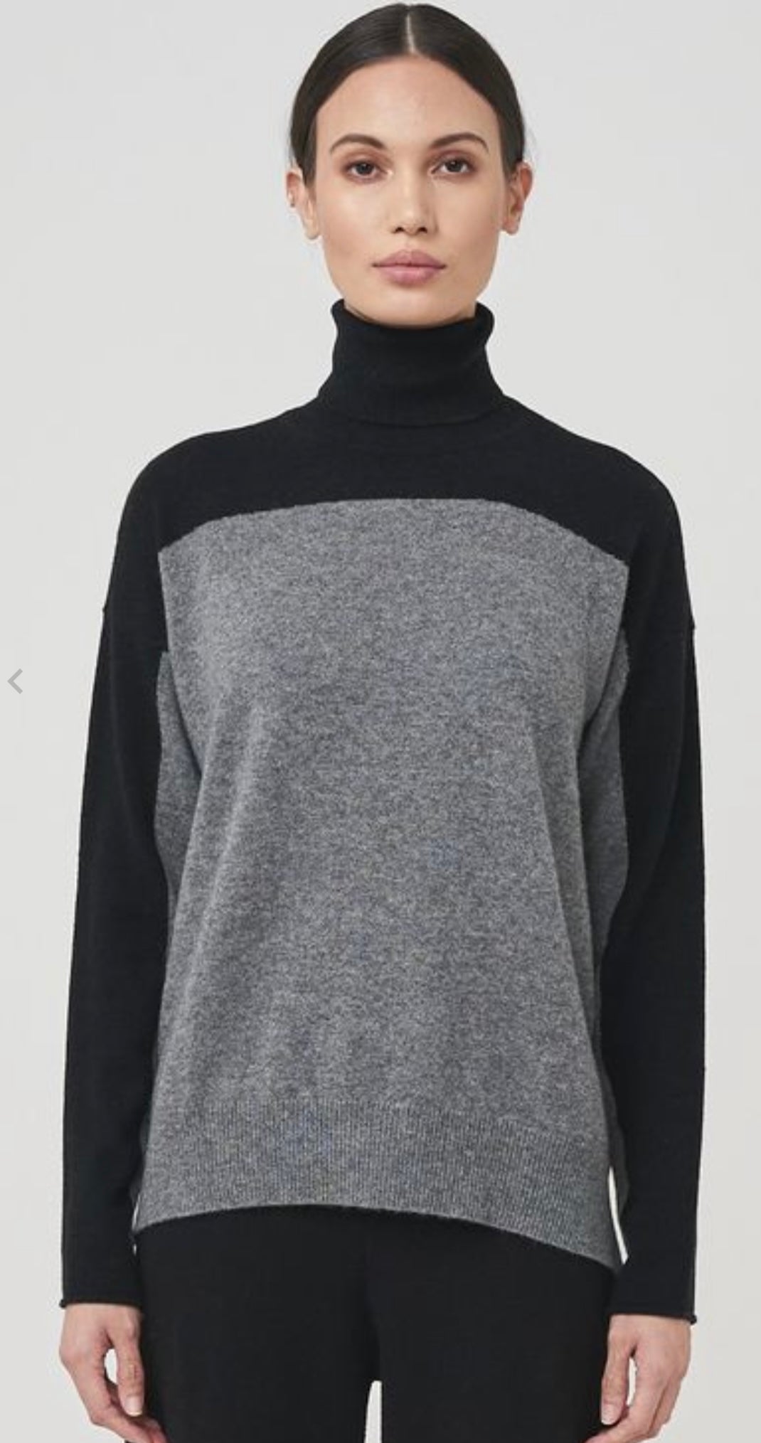 Brodie Frida Colour Block Cashmere Sweater Grey/Black